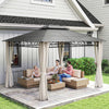 Outsunny 10' x 12' Double Roof Hardtop Gazebo with Curtains, Beige