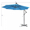 Costway 10FT Cantilever Solar Powered 32LED Lighted Patio Offset Umbrella Outdoor Blue