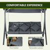 Outsunny 3-Person Patio Swing Chair, Outdoor Porch Swing Bench, Dark Grey