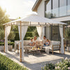 Outsunny 10' x 12' Patio Gazebo, Double Roof Gazebo Canopy Shelter, Cream