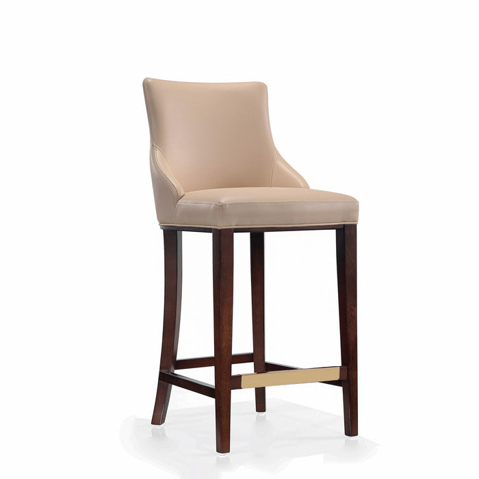 Shubert Modern Wood Upholstered Barstool in Tan - Set of 2