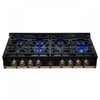 Forno Ambassador 48" Gas Cooktop, Black, 8 burners - FCTGS5799-48CPBLK | Table de cuisson au gaz Ambassador 48 po, noire, 8 bruleurs – FCTGS5799-48CPBLK