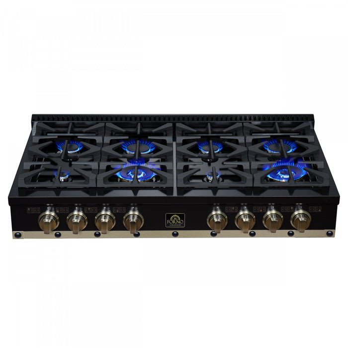 Forno Ambassador 48\" Gas Cooktop, Black, 8 burners - FCTGS5799-48CPBLK