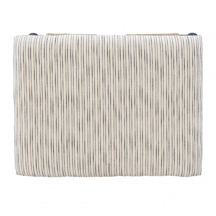 Ashburn Campaign Fabric Accent Striped Ottoman - Black