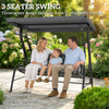 Outsunny Outdoor 3-person Metal Porch Swing Chair with Canopy Black
