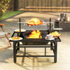 Outsunny Outdoor Fire Pit Firepit With Bbq Grill Grate Poker Lid, Black
