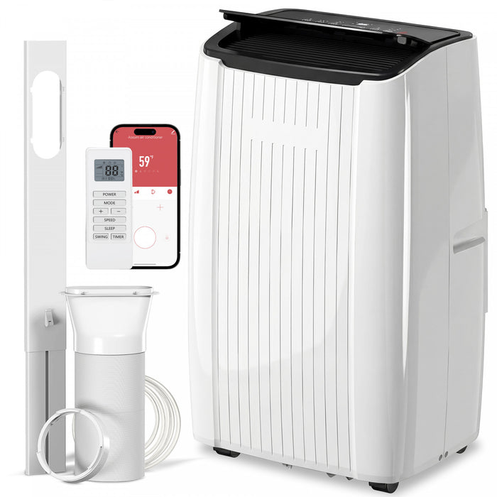 HOMCOM 14000 BTU AC Unit, Portable Air Conditioner with WiFi Control, White