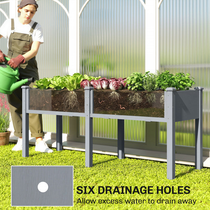 Outsunny 2-Tier Wooden Raised Garden Bed with Legs, 23.6\" x 9.8\" x 27.6\"