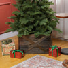 HOMCOM 24" Wooden Christmas Tree Collar Box Dark Distressed Wood Finish