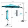 Costway 11ft Patio Offset Umbrella Cantilever Rotation Aluminum Tilt Cross Base Turquoise