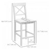 HOMCOM Counter Height Bar Stools Set of 2 with Back and Footrest White