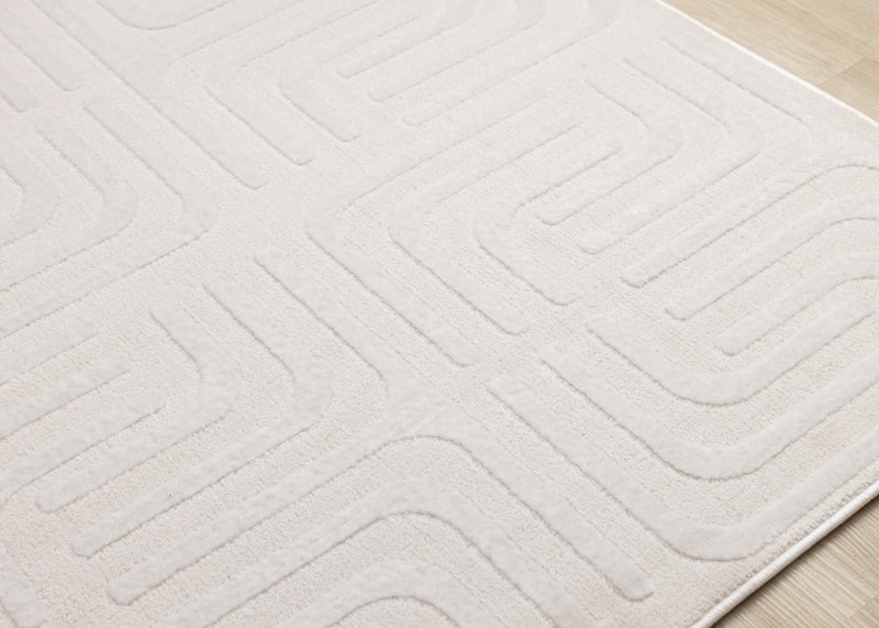 Leonardo Cream Beige Oriental Trellis Pattern Rug, 6'7\" x 9'6\" Indoor Area Rug