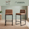 HOMCOM Bar Stools Set of 2, Retro Padded Counter Height Stools, Brown