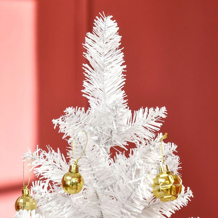 HOMCOM 5 Foot Artificial Christmas Tree with Metal Base Pink and White