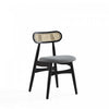 Colbert Industry Chic Cane Back Wood Upholstered Dining Chair in Black and Gray - Set of 4 | Chaise de salle a manger Colbert Industry Chic a dossier cannage en bois et assise rembourree, noir et gris - Lot de 4