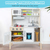 Costway Kids Kitchen Playset Wooden Pretend Play Chef Toy W/ Microwave & Accessories