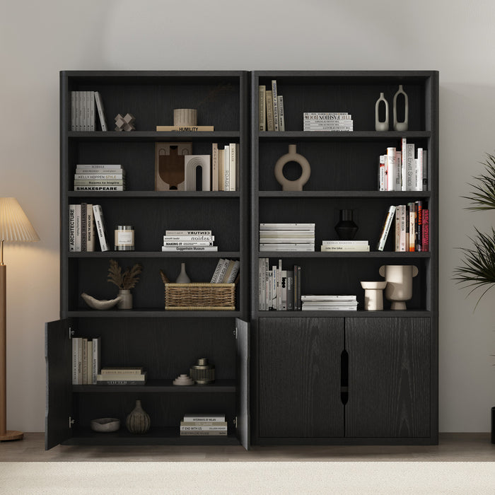 Rivington Modern 40\" Bookcase Cabinet in Black - Set of 2