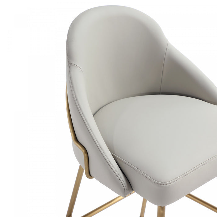 Gracie Modern Metal Upholstered Barstool in Stone Gray and Gold - Set of 3