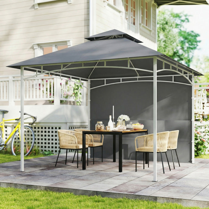 Outsunny 10' x 10' Patio Gazebo, Double Roof Outdoor Gazebo, Dark Grey
