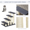 Pawhut 4 Tier Pet Stairs Dog Cat 4 Steps Kitty Scatching Post Cat Scratch Furniture Dark Grey|Pawhut Escalier A 4 Niveaux Pour Animaux De Compagnie Chien Chat 4 Marches Kitty Poteau A Gratter Ch