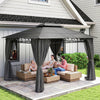 Outsunny 10' x 12' Double Roof Hardtop Gazebo with Curtains, Black