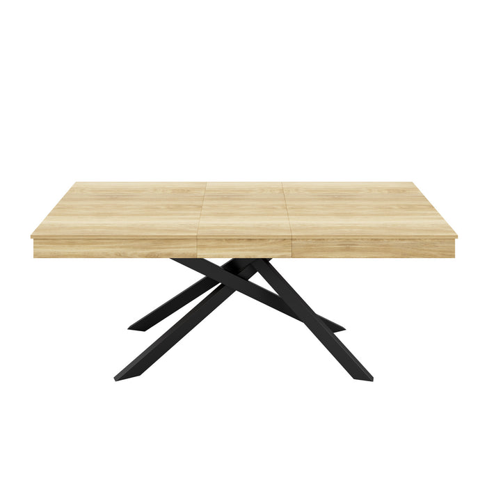 FlexDine 55-71 Inch Rectangular Extendable Dining Table with Cross Legs and Oak Finish, Oak