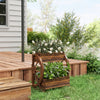 Outsunny 2-tier Raised Garden Bed, Wooden Wagon Planter Boxes With Drainage Holes, For Vegetables Fl|Outsunny Lit De Jardin Sureleve A 2 Niveaux, Boites De Jardinieres En Bois Avec Trous De Drainage, P