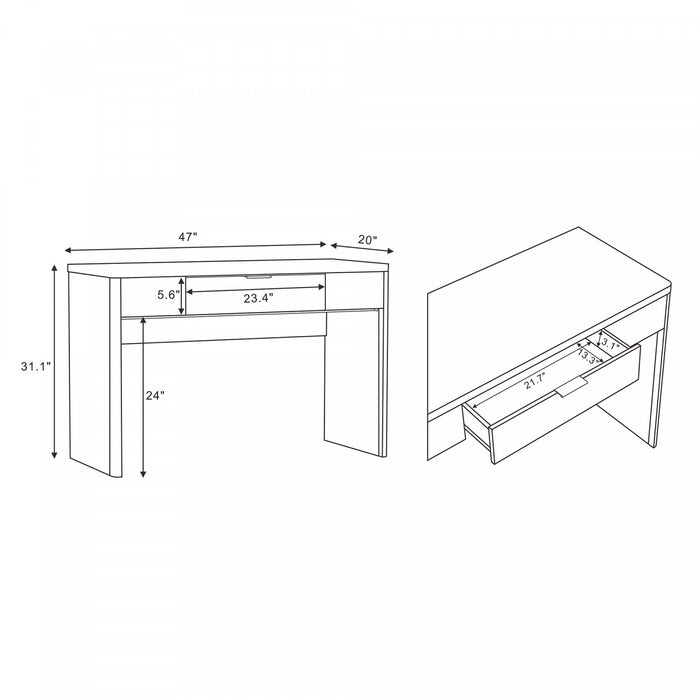 Evelyn Modern 47\" Writing Desk in Natural (1-Drawer)