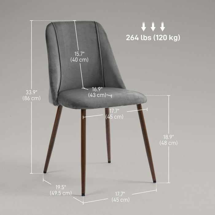 HOMCOM Dining Chairs Set of 4, Velvet Accent Chair, Dark Grey