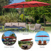 Costway 15FT Double-Sided Twin Patio Umbrella Outdoor Market W/ Crank & Base Wine