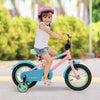 Costway 12" Kids Bike With Adjustable Saddle Handlebar Removable Training Wheels Handbrake Pink