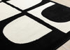 Florence Black White Dynamic Geometric Design, 6'7" x 9'6" Indoor Area Rug | Motif geometrique dynamique noir et blanc Florence, 6'7" x 9'6"
