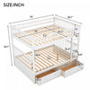 Brady Solid Wood Convertible Full Bunk Bed With Drawers - White Lit Superpose Convertible Brady En Bois Massif, Taille Double, Avec Tiroirs - Blanc