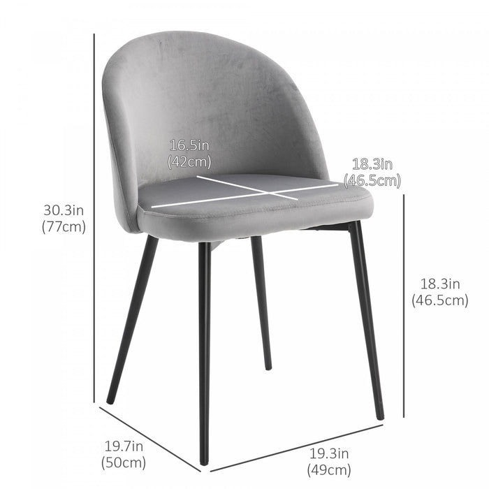 HOMCOM Dining Chairs Set of 2, Mid-Back Velvet-touch Upholstery Side Chair