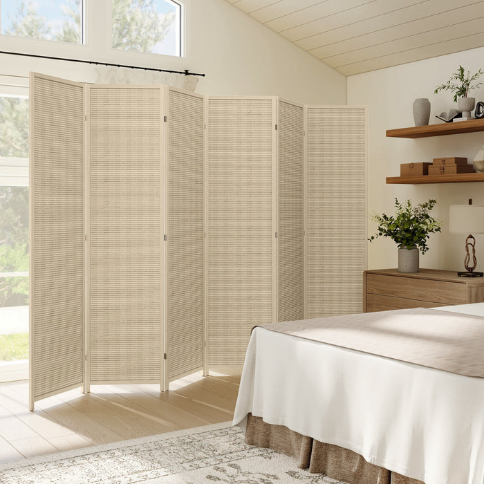 HOMCOM 6 Ft 6 Panel Room Divider, Folding Bamboo Privacy Screens, Natural