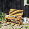 Outsunny Outdoor Bench, 46.5" Foldable Acacia Wood Loveseat, Teak