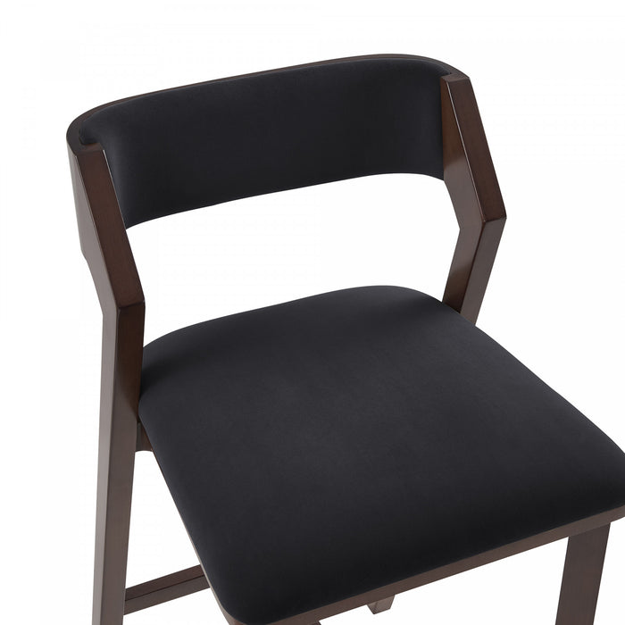 Patricia Modern Wood Upholstered Barstool in Black - Set of 2