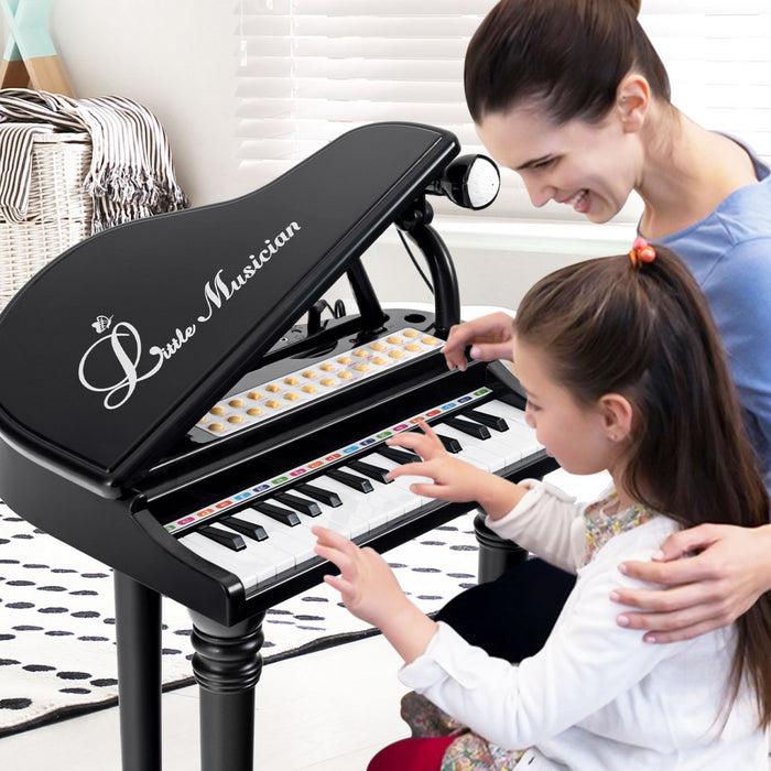 Costway 31 Keys Kids Piano Keyboard Toy Toddler Musical Instrument with Stool & Microphone Black