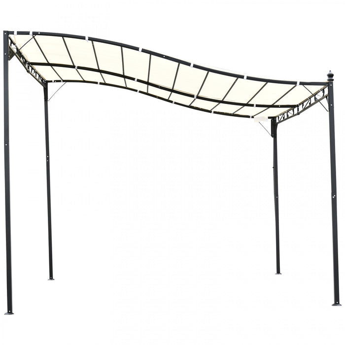 Outsunny 10'x10' Steel Gazebo Canopy Patio Outdoor Portable Sun Shelter Door Porch Cover Cream White