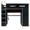 Jerry Wood Loft Bed with Desk and Storage,Full Size,Blue Full Bed | Jerry Lit mezzanine en bois avec bureau et rangement, Taille Double, Bleu