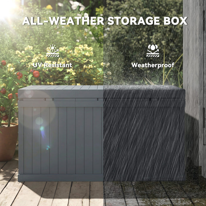 Outsunny 70 Gallon Deck Box, Outdoor Storage Box with Handles, Dark Grey