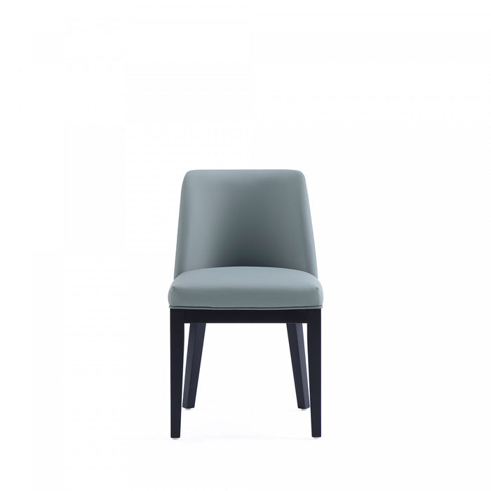 Gansevoort Modern Wood Vegan Leather Dining Chair in Pewter - Set of 4