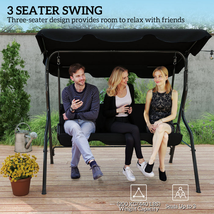 Outsunny 3-Seat Patio Swing, Outdoor Swing with Adjustable Canopy