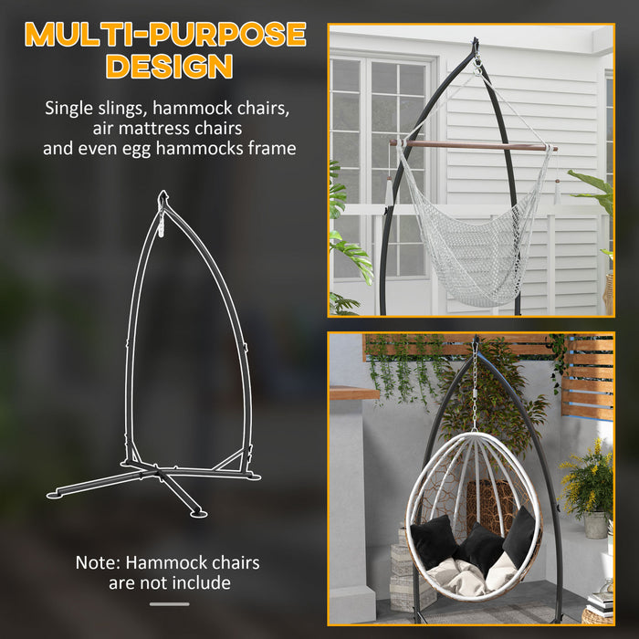 Outsunny Hammock Stand with Steel Frame for Camping Picnic Patio Black
