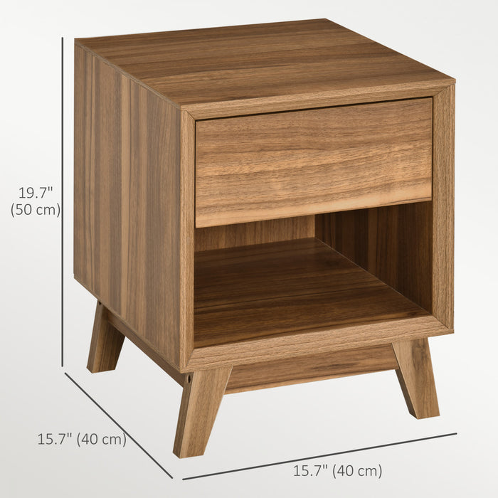 HOMCOM Bedside Table Storage Organizer Side Table with Drawer and Shelf