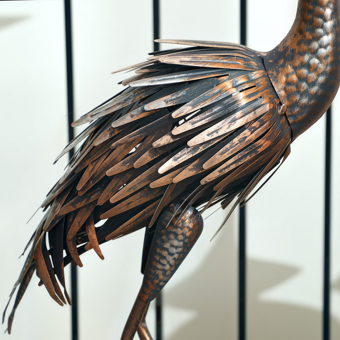 Outsunny Garden Statue Heron, Standing Lawn Sculpture Silver Tone