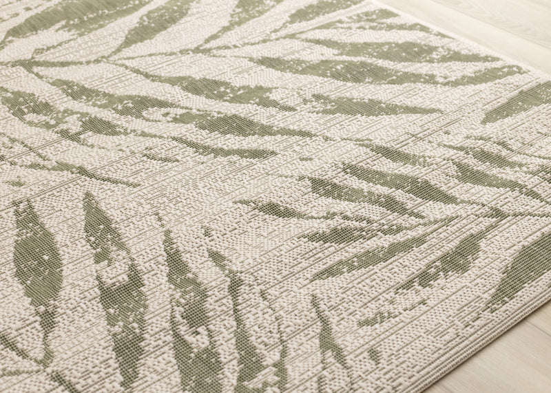 Jackson Taupe White Elegant Border Outdoor Rug, 5'3\" x 7'7\" Outdoor Area Rug