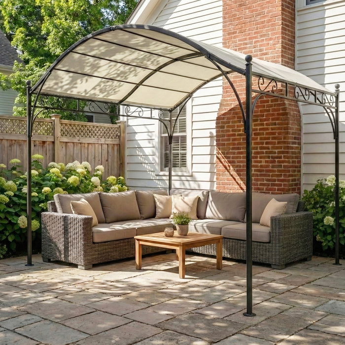 Outsunny 10' x 10' Pergola UV30+ Canopy Steel Frame, Cream White