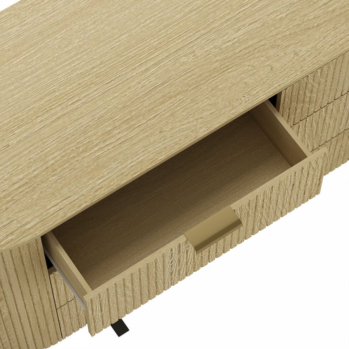 Olivia Manhattan Modern 71\" Dresser in Natural Oak (6-Drawer)