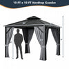 Costway 10' X 10' Patio Double-top Hardtop Gazebo Galvanized Steel Roof Aluminum Frame